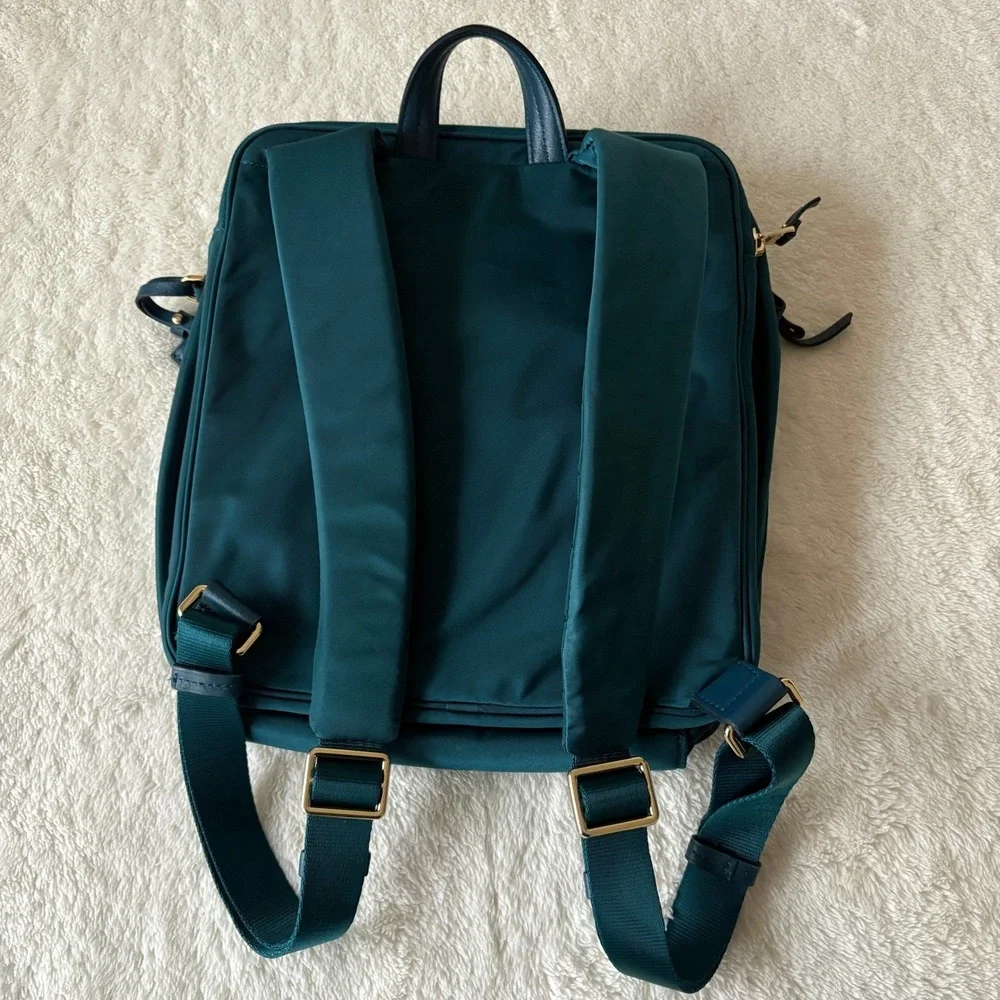 Tumi Voyager Leeds Backpack Teal Turquoise Mini Travel Gold hardware